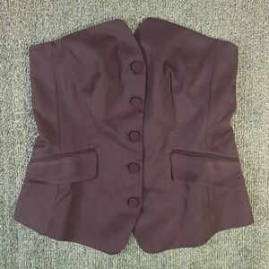 Banana Republic Strapless Button Front Tailored Top Women's 10 Black